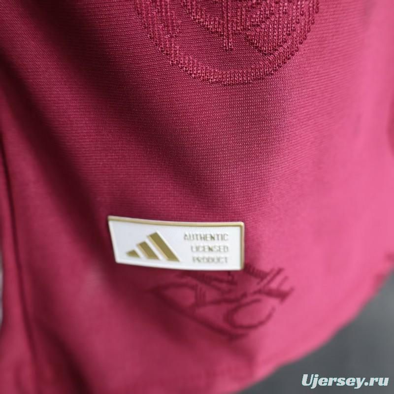 Player Version 25/26 Real Madrid Burgundy with All-Over Crest Pattern Jersey