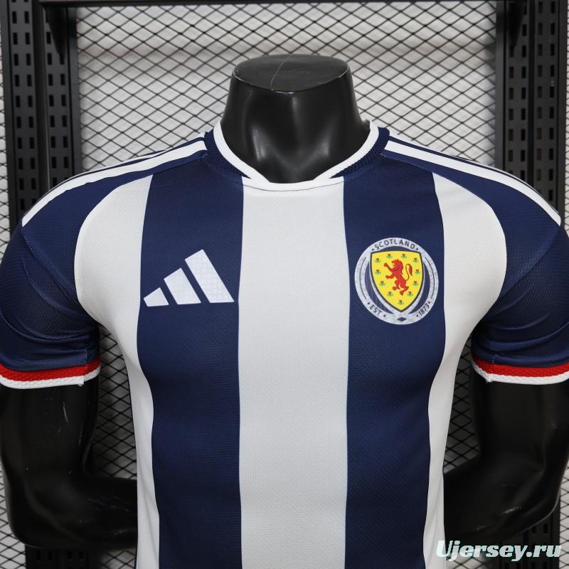 Player Version 2027 Scotland Away White/Navy Vertical Stripes Jersey