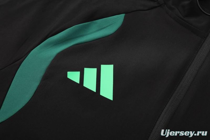 26/27  Mexico Black & Dark Green Full Zipper Hooded Jacket Tracksuit + Long Pants