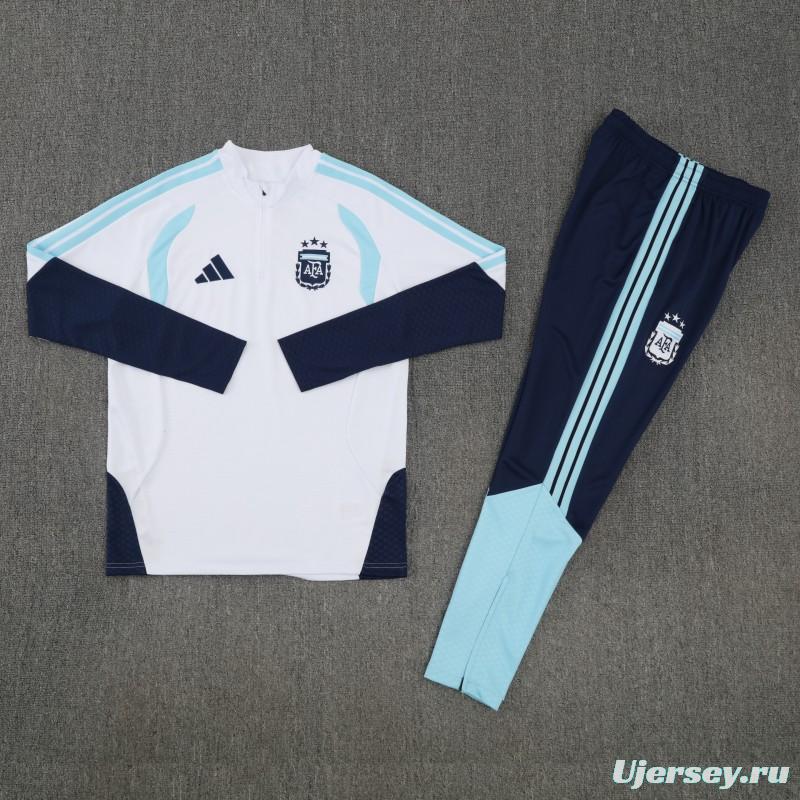 26/27 Argentina White Half Zipper Jacket  Tracksuit + Long Pants