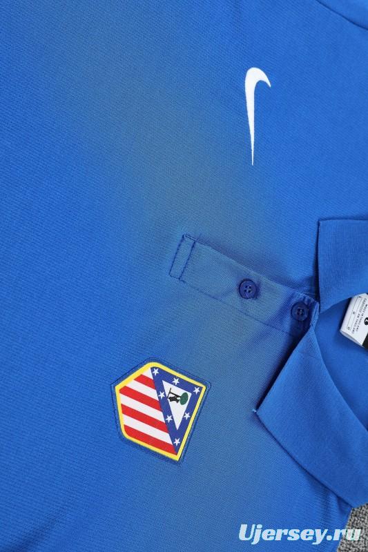 26/27  Atletico Madrid Blue  Polo Training Shirt + Long Pants Tracksuit