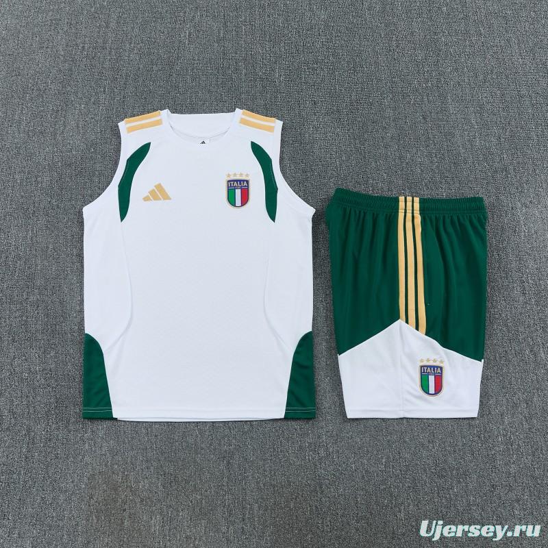26/27  Italy White Sleeveless Training Vest +Shorts Set
