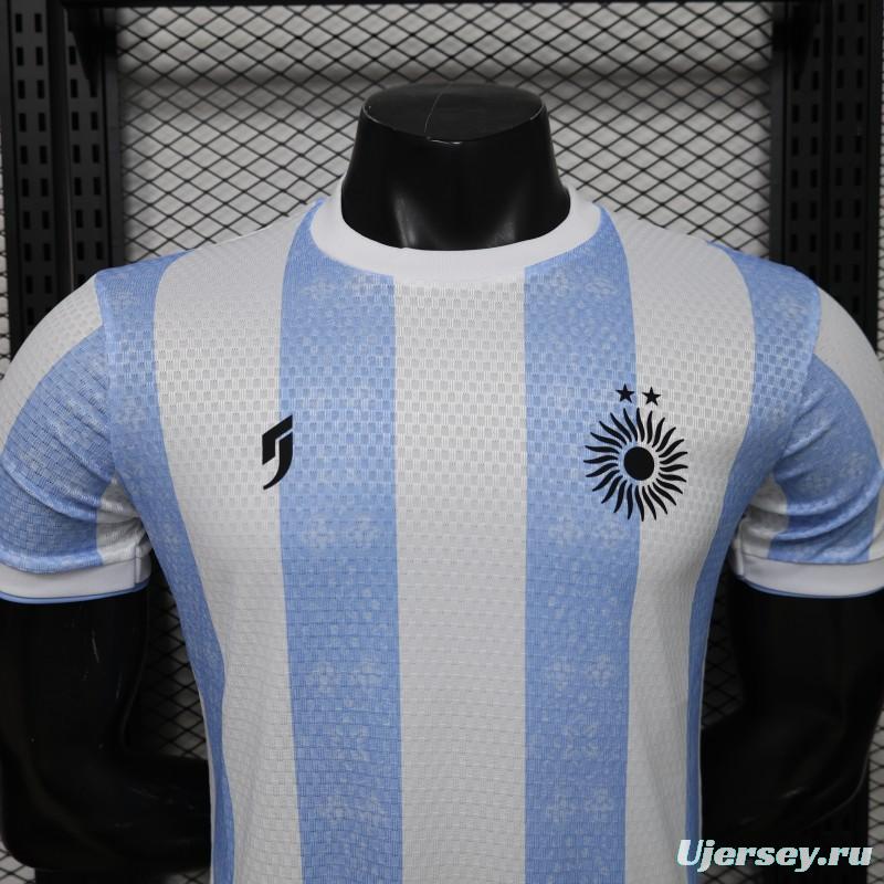 Player Version 2027 Argentina Home White & Light Blue Stripe Maradona Tribute Jersey