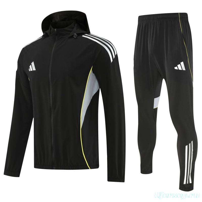 26/27 Adidas Black Full Zipper Hooded Jacket Tracksuit + Long Pants