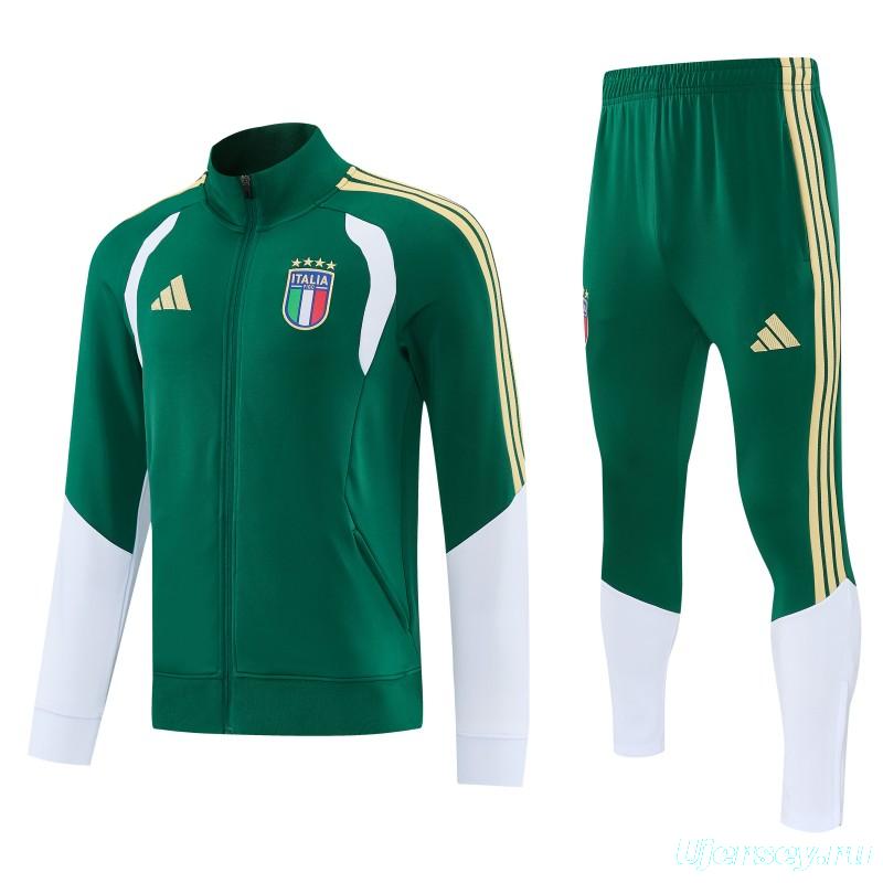 26/27 Italy Green Full Zipper  Jacket Tracksuit + Long Pants