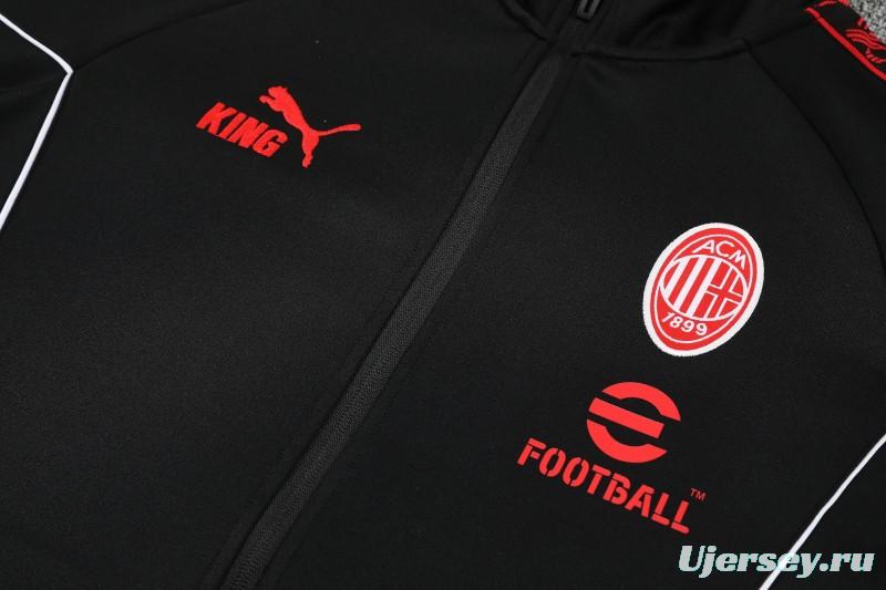 25/26 AC Milan Black Full Zipper Jacket Tracksuit + Long Pants