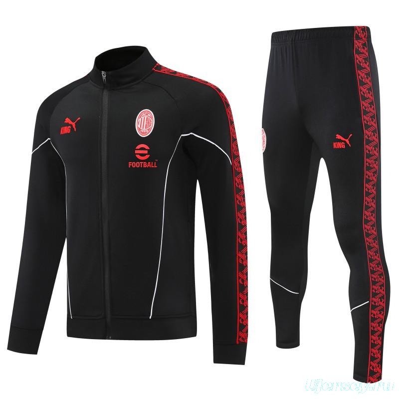 25/26 AC Milan Black Full Zipper Jacket Tracksuit + Long Pants