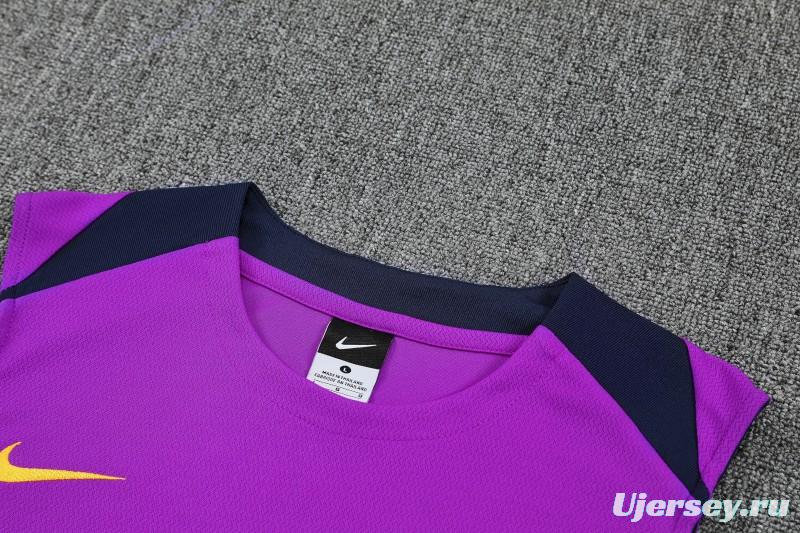 26/27 Barcelona Purple & Navy Blue Sleeveless Training Vest + Shorts