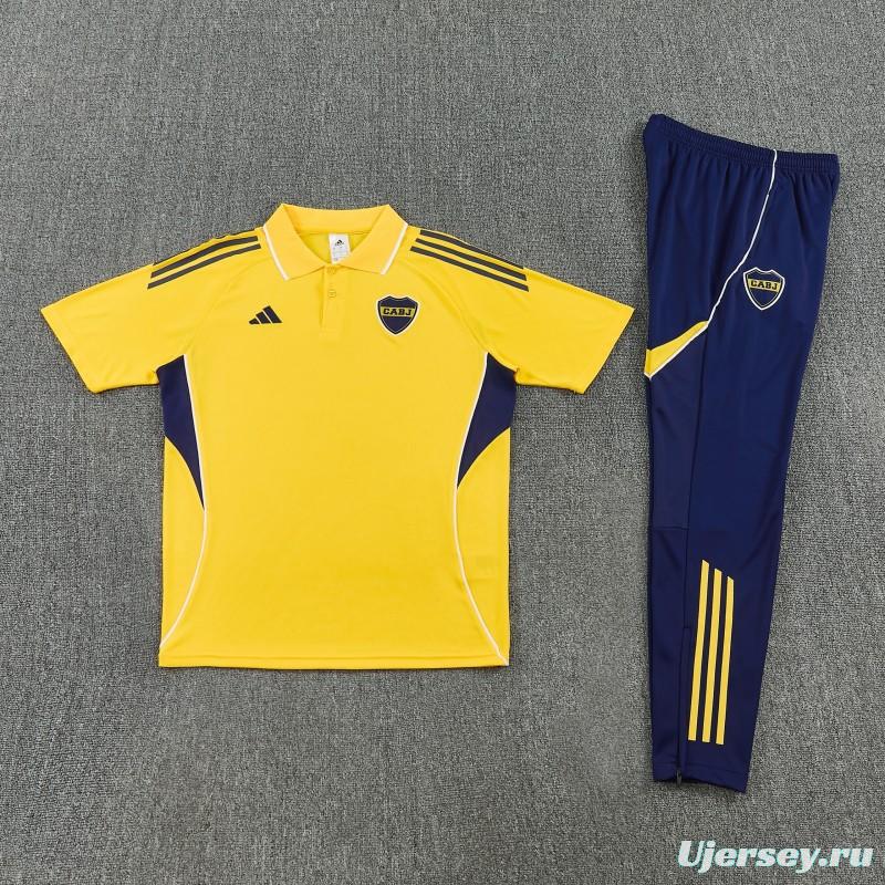 26/27 Boca Yellow Polo Training Shirt + Long Pants Tracksuit