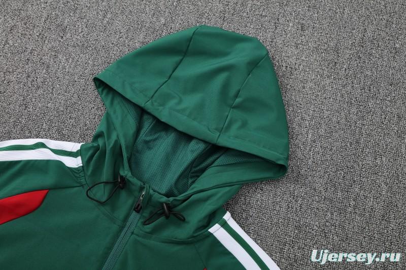 26/27  Algeria Dark Green & Light Green Full Zipper Hooded Jacket Tracksuit + Long Pants