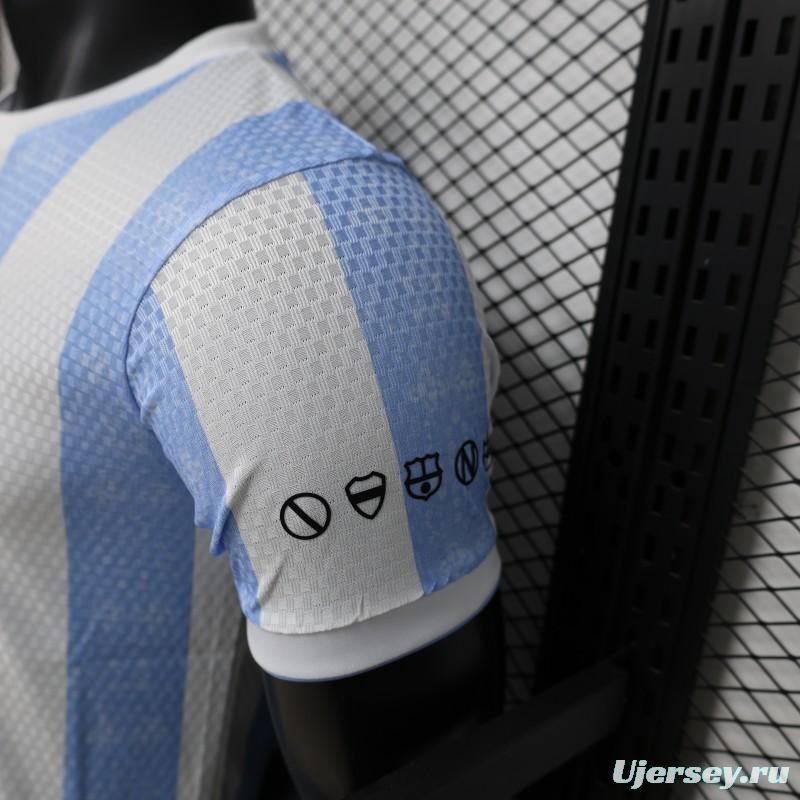 Player Version 2027 Argentina Home White & Light Blue Stripe Maradona Tribute Jersey