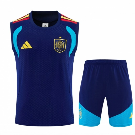 26/27  Spain Navy Blue Sleeveless Training Vest +Shorts Set