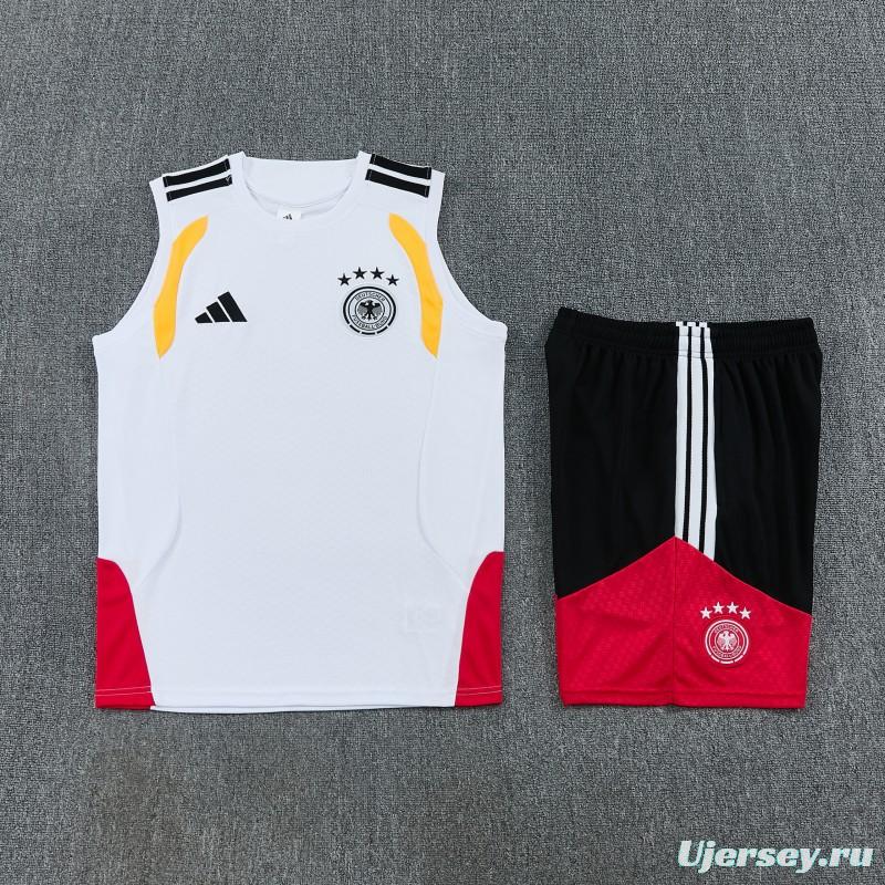 26/27 Germany White  Sleeveless Training Vest +Shorts Set
