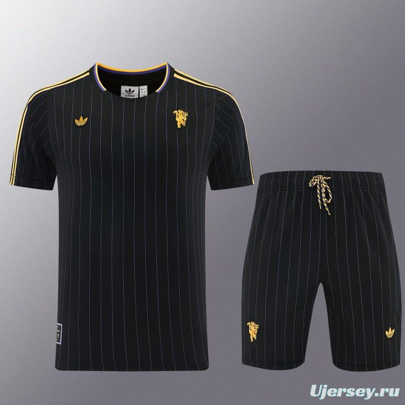 26/27  Manchester United Black Short Sleeve+Soccer Shorts