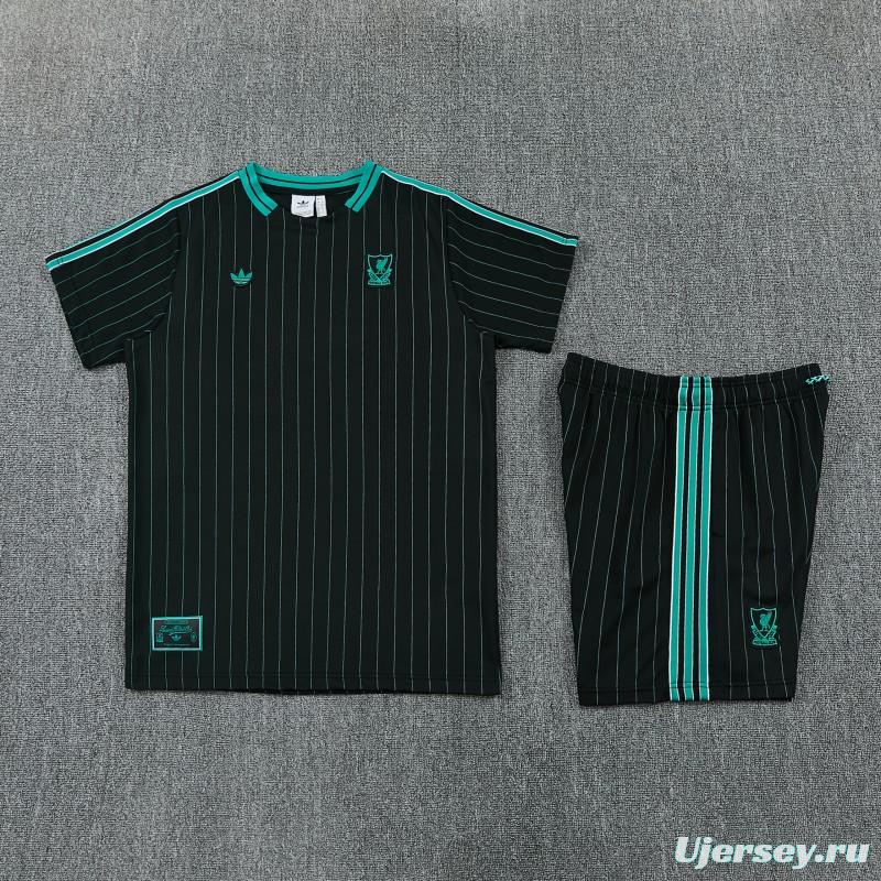 26/27  Liverpool  Black Short Sleeve+Soccer Shorts
