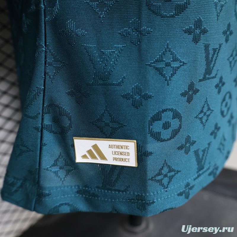 Player Version 2026 Real Madrid × Louis Vuitton Teal LV Monogram Adidas Collab Special Edition Jersey