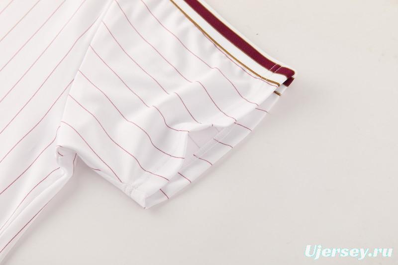 26/27 Arsenal  White Pinstripe Short Sleeve+Soccer Shorts