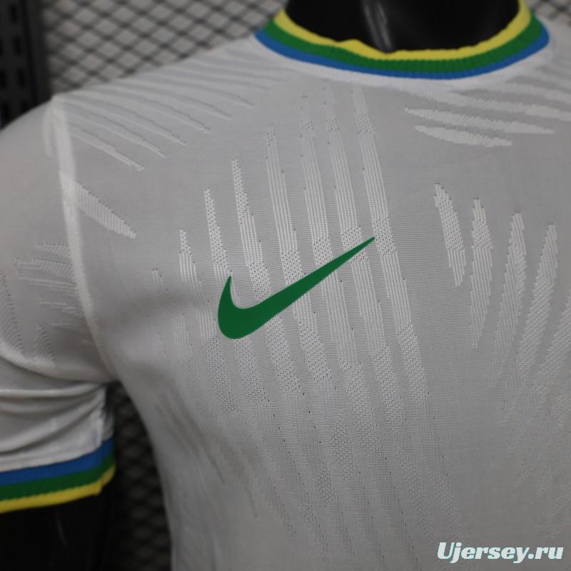 Player Version 2026 Brazil White with Palm Leaf Pattern Special Edition Jersey