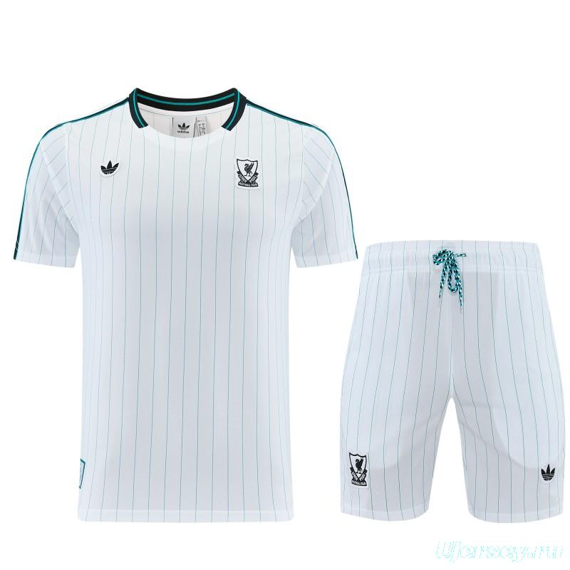 26/27  Liverpool White Short Sleeve+Soccer Shorts