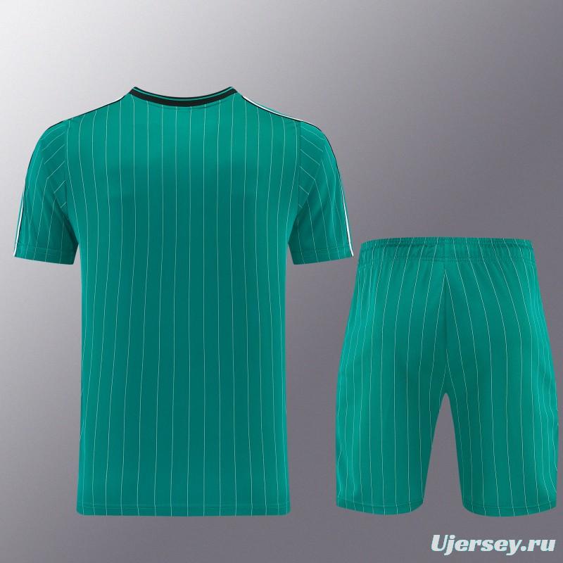 26/27 Liverpool   Green Pinstripe  Short Sleeve+Soccer Shorts