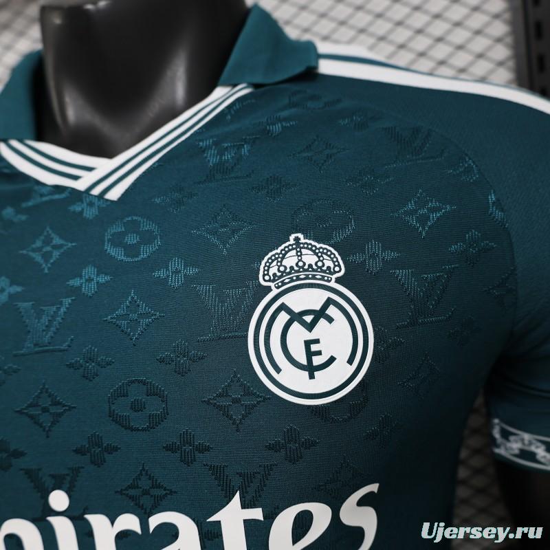 Player Version 2026 Real Madrid × Louis Vuitton Teal LV Monogram Adidas Collab Special Edition Jersey