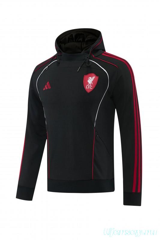 26/27 Liverpool  Black Full Zipper Hooded Jacket Tracksuit + Long Pants