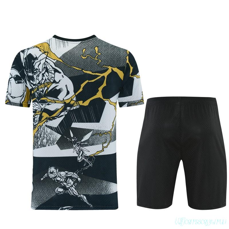 26/27  Real Madrid Black x Marvel  Short Sleeve+Soccer Shorts