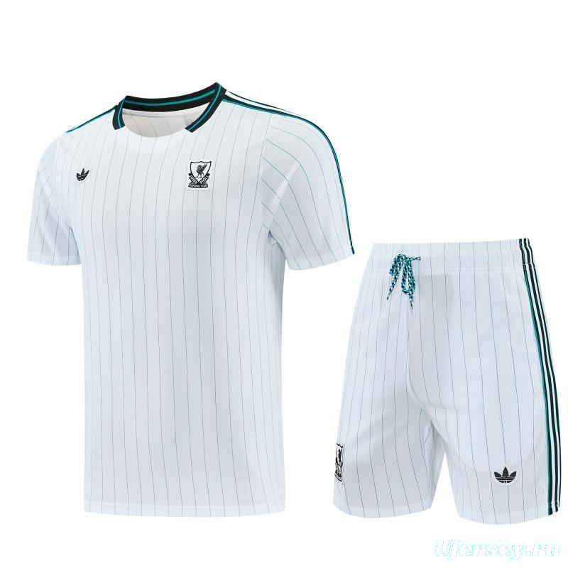 26/27  Liverpool White Short Sleeve+Soccer Shorts