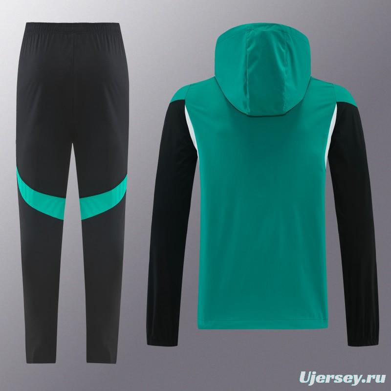 26/27 Liverpool Green Full Zipper Hooded Jacket Tracksuit + Black Long Pants