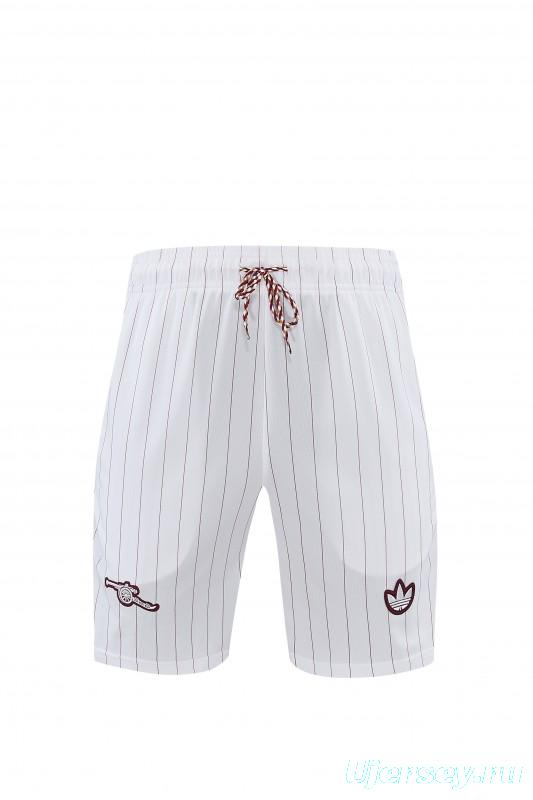 26/27 Arsenal  White Pinstripe Short Sleeve+Soccer Shorts
