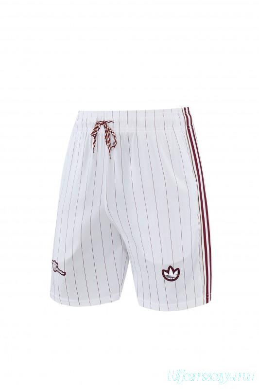26/27 Arsenal  White Pinstripe Short Sleeve+Soccer Shorts