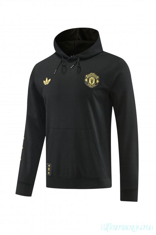 26/27 Manchester United Black Pullover Hooded Tracksuit + Long Pants