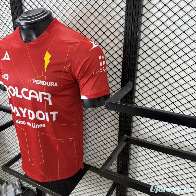 Player Version 25/26 Club Necaxa away Red with Gold Geometric Lightning Pattern Jersey