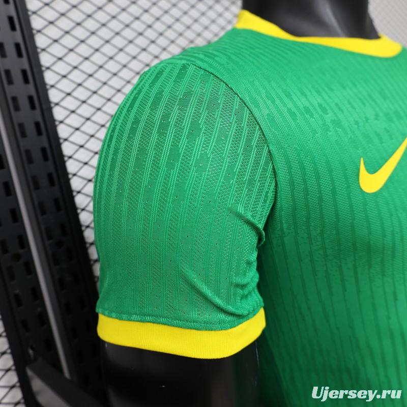 Player Version 2026 Brazil Green with Wave Texture Away Jersey