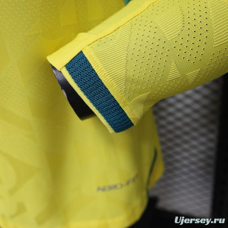 Player Version 2026 Brazil  Yellow with Geometric Pattern Home Long Sleeve Jersey