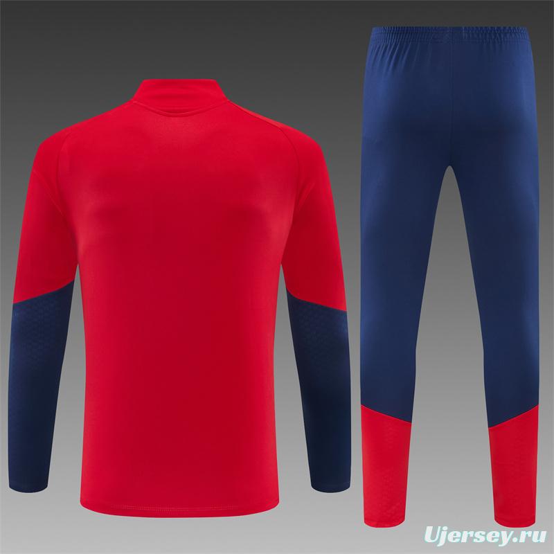 26/27 Spain Home Red Half Zipper Jacket Tracksuit + Long Pants