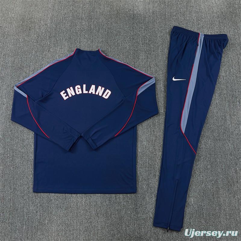 2026 England Navy Blue  Half Zipper Jacket Tracksuit + Long Pants (Nike)