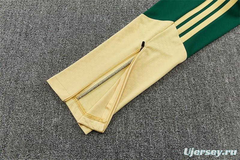 2026 Real Madrid Green & Cream  Half Zipper Jacket Tracksuit + Long Pants