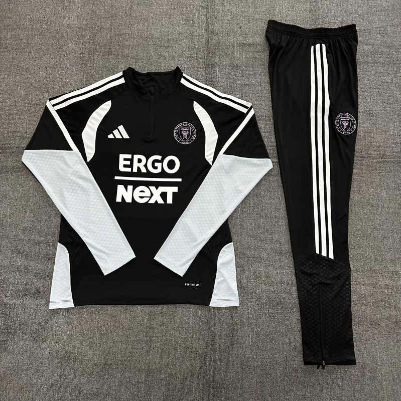 2026 Kids Inter Miami CF Black & White Half Zipper Jacket Tracksuit + Long Pants