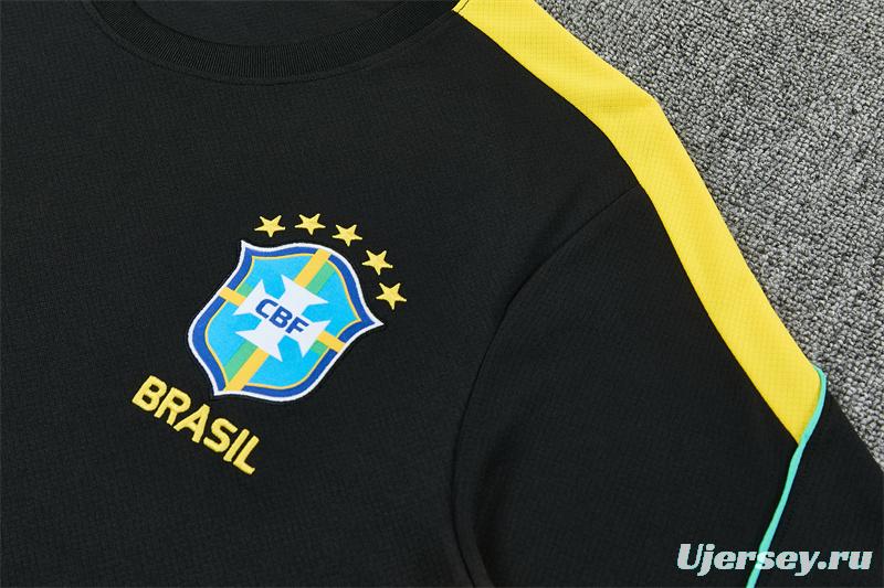 2026 Brazil Black & Yellow Short Sleeve+Soccer Shorts