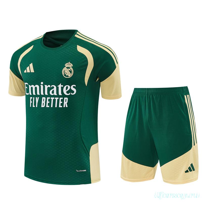 2026 Real Madrid Green & Cream  Short Sleeve+Soccer Shorts