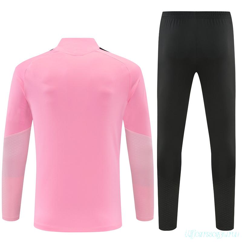 2026 Inter Miami CF Pink  Half Zipper Jacket Tracksuit + Black Long Pants