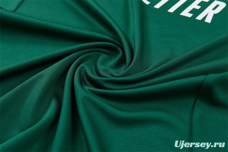 2026 Real Madrid Green & Cream  Half Zipper Jacket Tracksuit + Long Pants