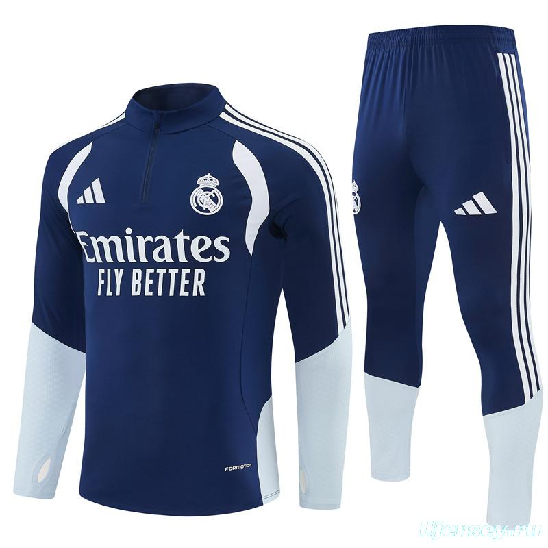 26/27 Real Madrid Away Navy Blue Half Zipper Jacket Tracksuit + Long Pants