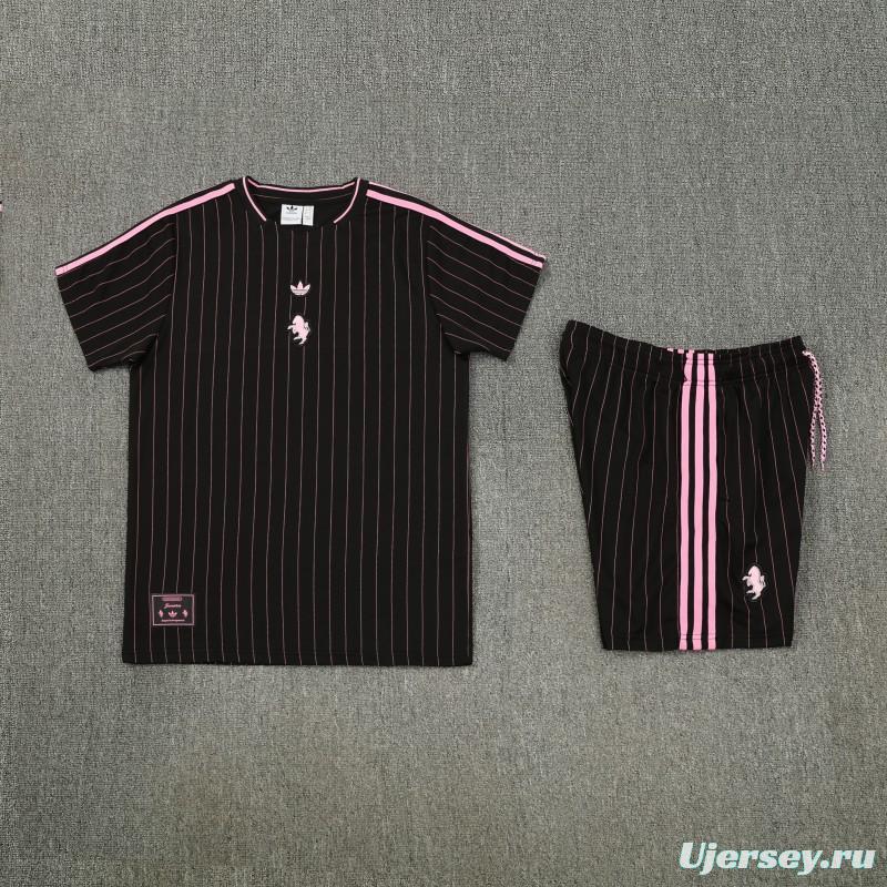 2026/27 Inter Miami CF Black Pinstripe Short Sleeve+Soccer Shorts