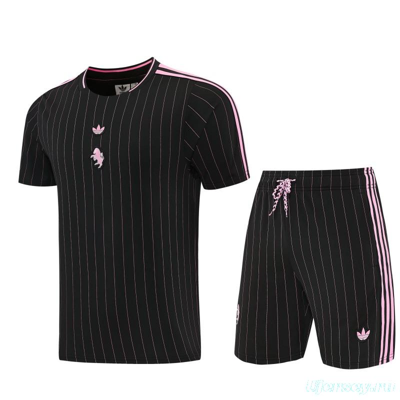 2026/27 Inter Miami CF Black Pinstripe Short Sleeve+Soccer Shorts