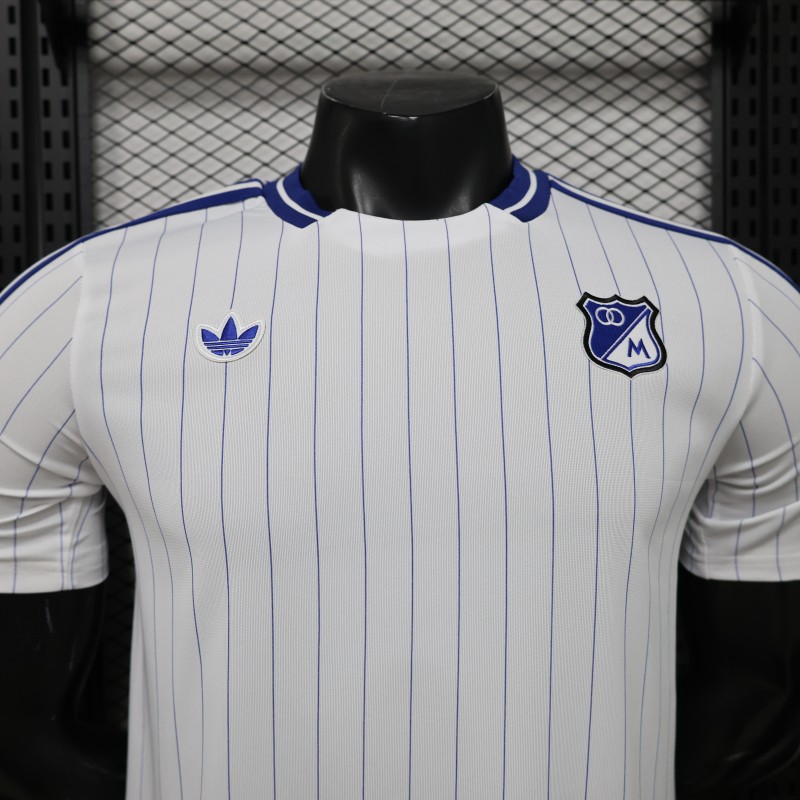Player Version 26/27 Millonarios FC White & Navy Blue Pinstripe Retro Special Edition Home Jersey