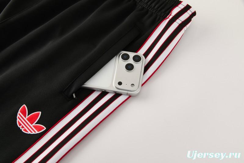 2026/27 Manchester United Black Grunge Splatter Paint Full Zipper Jacket Tracksuit + Long Pants