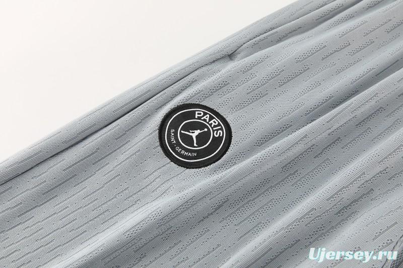 2026/27 Paris Saint-Germain White  Half Zipper Jacket Tracksuit + Light Grey Long Pants