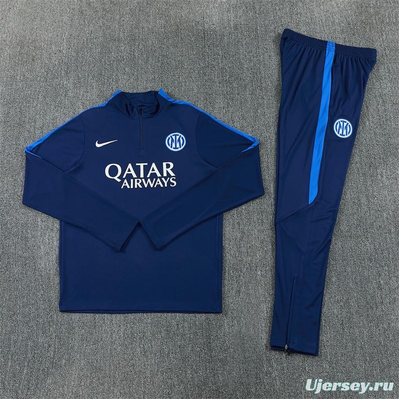 2026 Inter Milan Dark Navy Blue Half Zipper Jacket Tracksuit + Long Pants